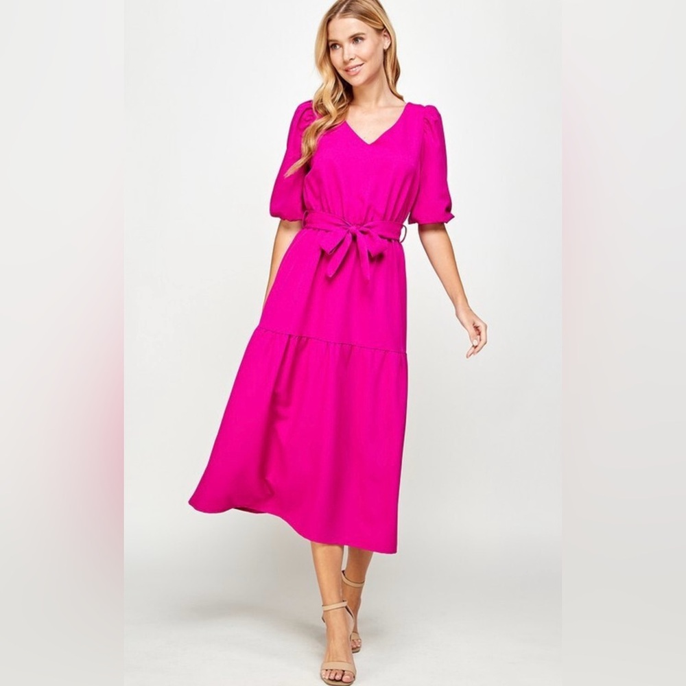 DKNY Fuchsia Long Sleeve Dress